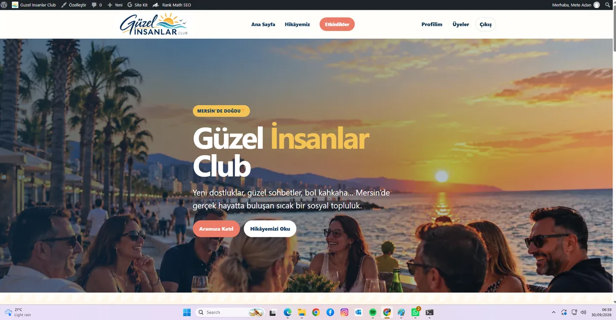 Güzel İnsanlar Club website designed and developed by ADAN Web