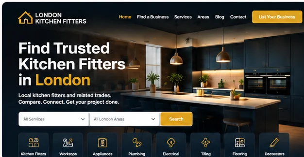 London Kitchen Fitters website designed and developed by ADAN Web