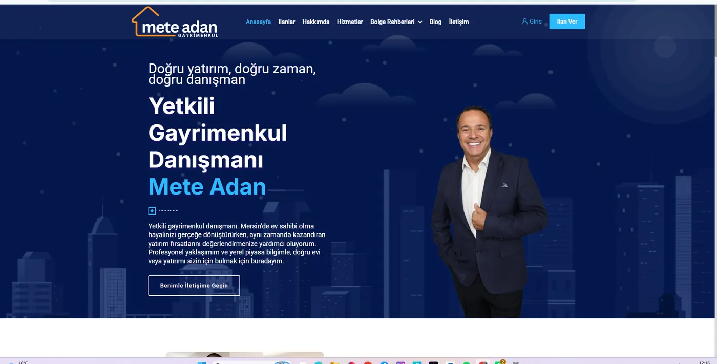 Mete Adan Gayrimenkul personal brand WordPress website