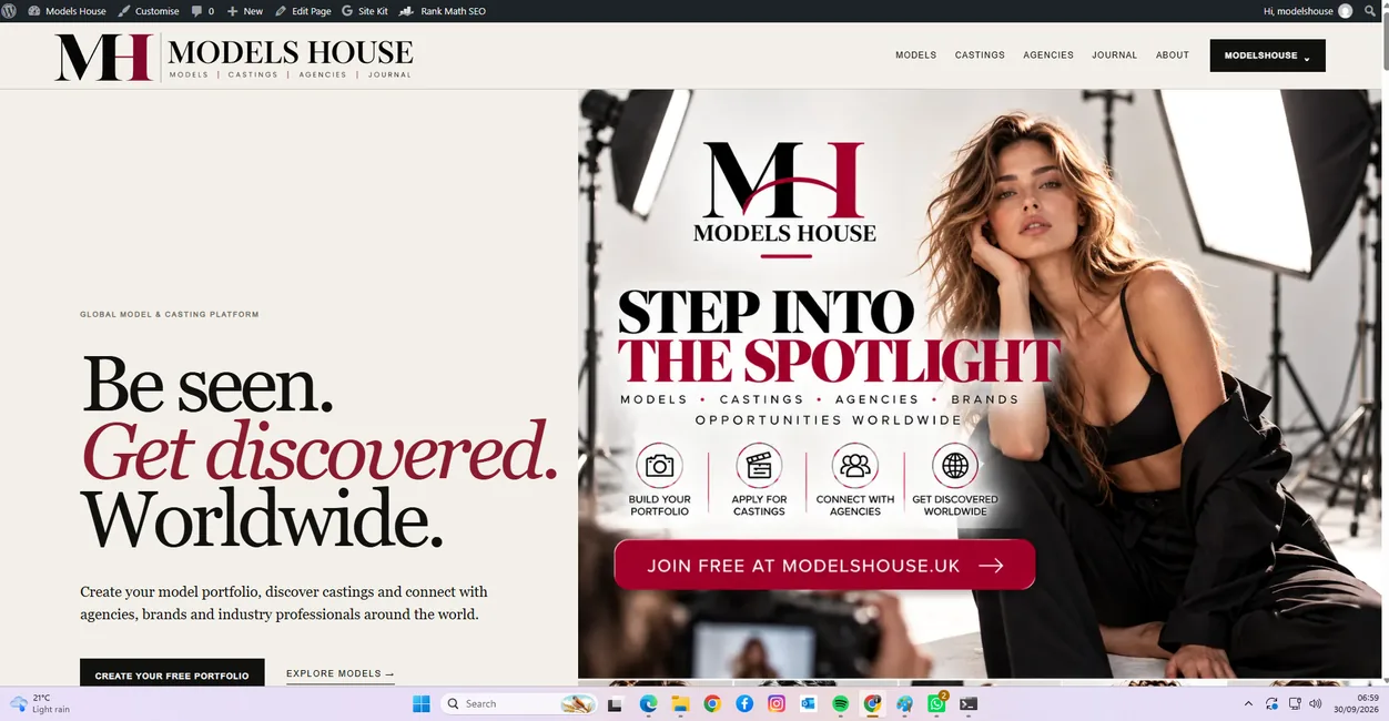 Models House UK website designed and developed by ADAN Web
