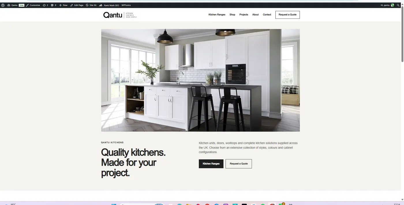 Qantu Kitchens WordPress kitchen retail website