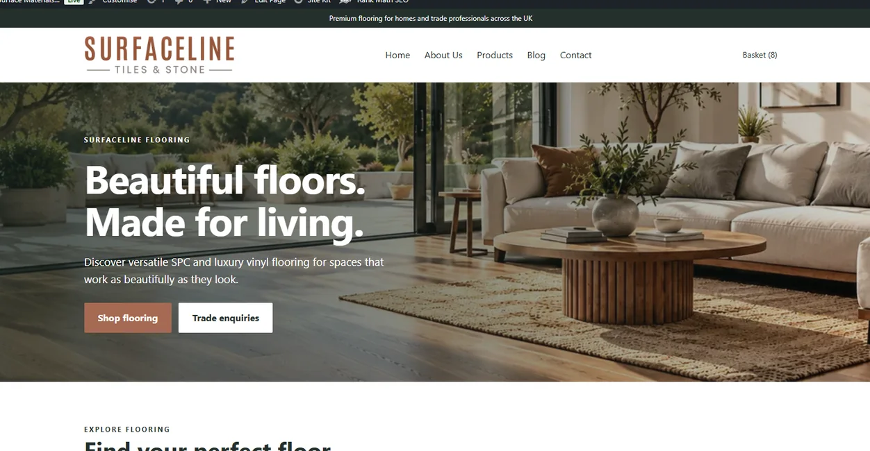Surfaceline website designed and developed by ADAN Web