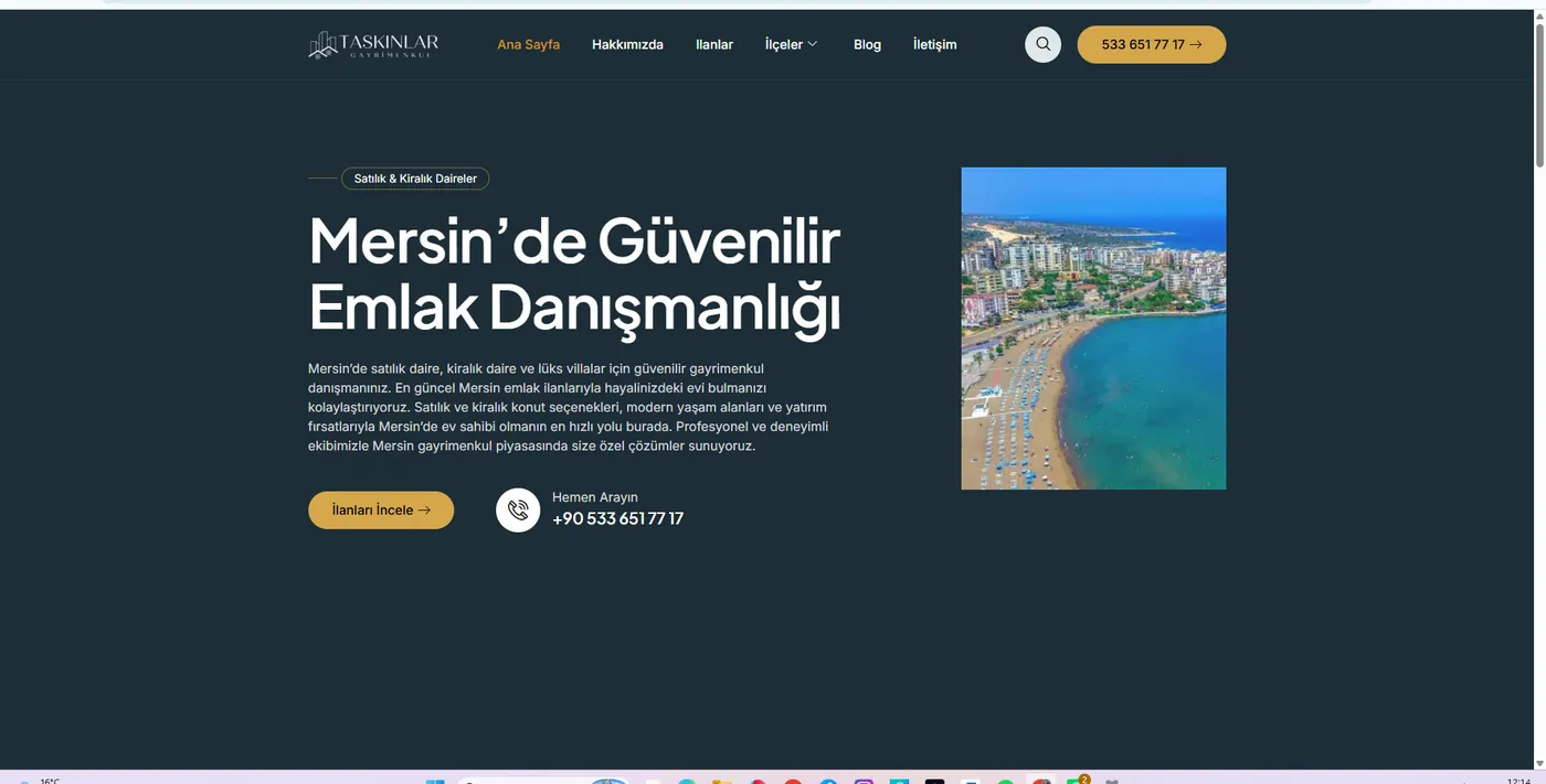 Taskinlar Gayrimenkul WordPress real estate website